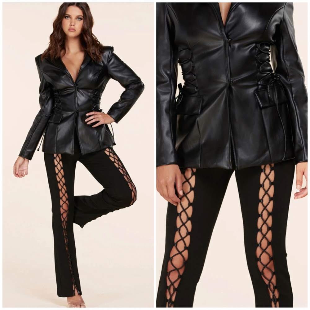 FAUX LEATHER PANTSUIT SET BY LATISTE